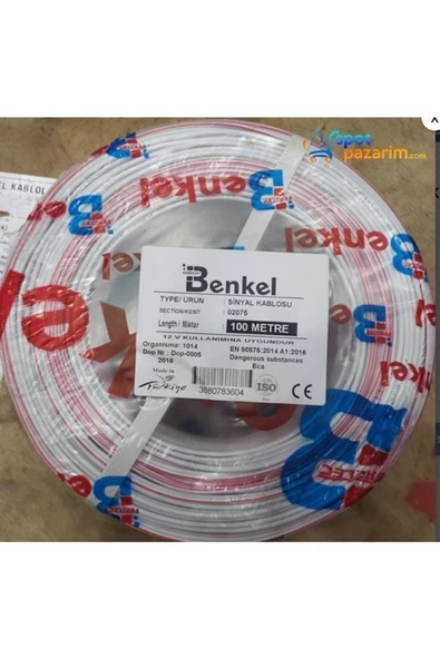 BENKEL Cca 2x0.75 Kordon Elektrik Kablosu 100mt Kaliteli Kablo