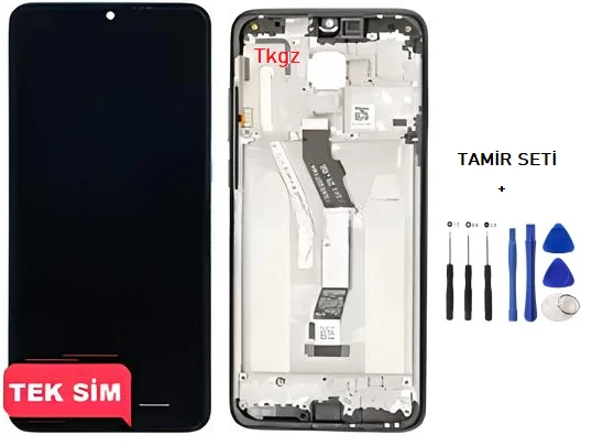 Tkgz - Xiaomi Redmi NOTE 8 PRO Lcd Ekran Dokunmatik -A- Kalite ÇITALI SİYAH + TAMİR SETİ