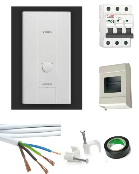 Veito Blue E 380 volt 3 faz Ani Su Isıtıcı 21 kw - Merkezi Sistem Kablolu Tam Takım Set