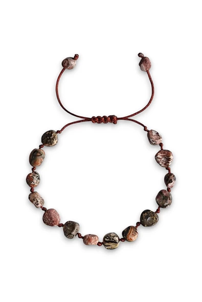 Doğal Leopar Jasper Bileklik Makrome Ayarlı 318-5 - 2