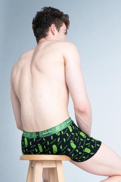 Mercan Erkek Çok Renkli 3'lü Likralı Pamuklu Boxer (GRİ BORDO MR. PICKLE) - 3