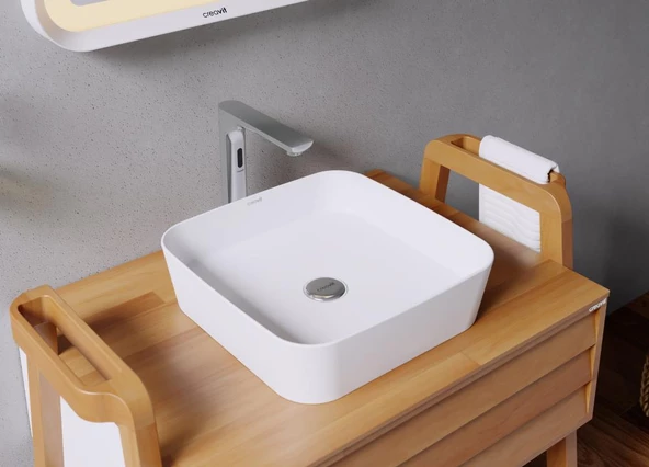 Creavit Ultra Kare Çanak Lavabo Beyaz 40cm - 5