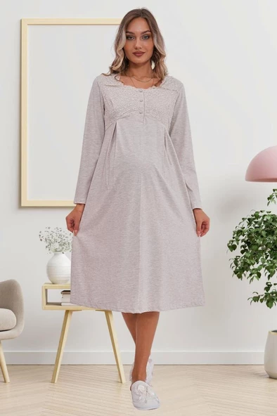 Mecit 6172 Bayan Vizon Sabahlık Gecelik Pijama Hamile Lohusa Set - 3