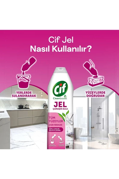 CİF CLEANBOOST TÜM YÜZEYLER JEL ÇİÇEK FERAHLIĞI 750 ML - 4