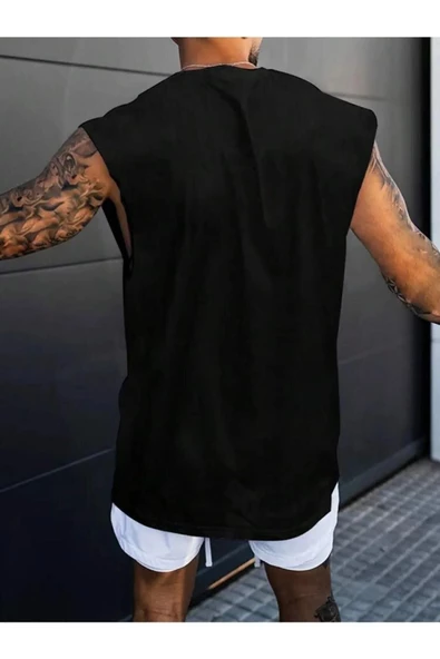 Erkek NY Baskılı Oversize Kolsuz T-shirt - Resim 10