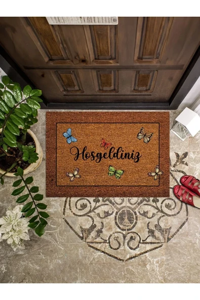 VELEV HOME Kelebekli Hoşgeldiniz Kapı Önü Paspası 45x65 Satıcının Ortalama Ürün Puanı 4.5