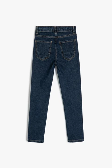 Koton Erkek Çocuk Kot Pantolon Ayarlanabilir Lastikli Pamuklu - Slim Jean - 2
