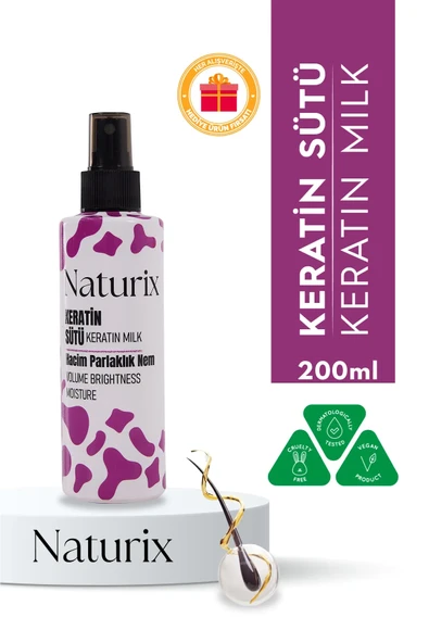 Keratin Sütü - Hacim, Parlaklık ve Onarım İçin Nemlendirici ve Güçlendirici Saç Bakım Sütü 200 Ml