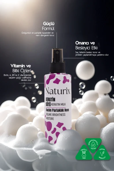 Keratin Sütü - Hacim, Parlaklık ve Onarım İçin Nemlendirici ve Güçlendirici Saç Bakım Sütü 200 Ml - 2