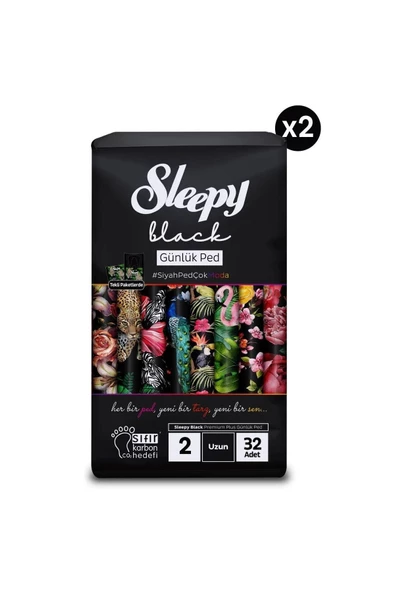 Sleepy Black Premium Plus Günlük Ped Uzun 64 Adet - 2