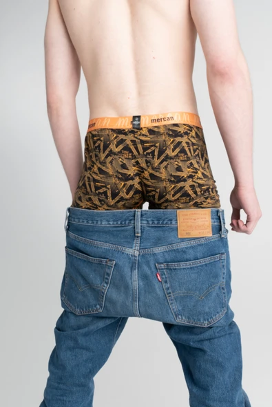 Mercan Erkek Çok Renkli 3'lü Likralı Pamuklu Boxer (SİYAH LACİVERT GEOMETRİK) - 3