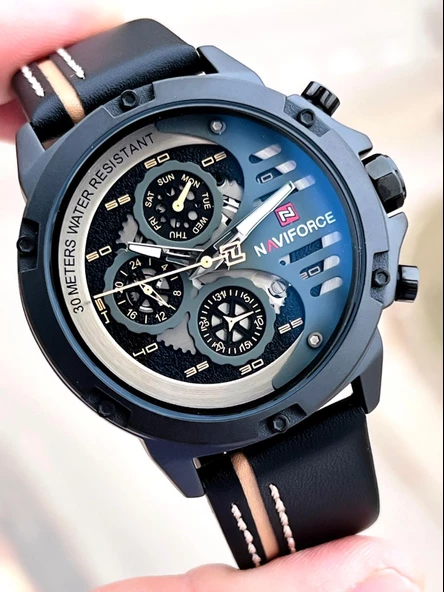 Naviforce Deri Kordon İç Fonksiyonları Aktif 3 Atm Suya Dayanıklı Erkek Kol Saati E.NVF.K.9110AS - Resim 5