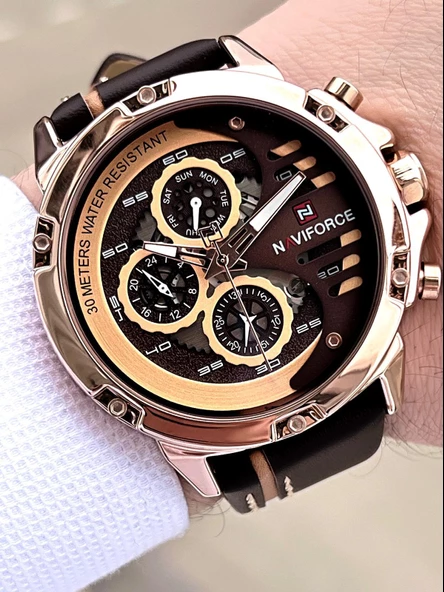 Naviforce Deri Kordon İç Fonksiyonları Aktif 3 Atm Suya Dayanıklı Erkek Kol Saati E.NVF.K.9110 ürün görseli