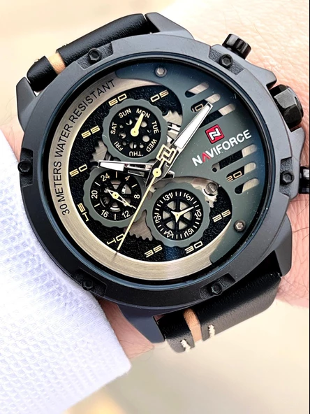 Naviforce Deri Kordon İç Fonksiyonları Aktif 3 Atm Suya Dayanıklı Erkek Kol Saati E.NVF.K.9110AS ürün görseli