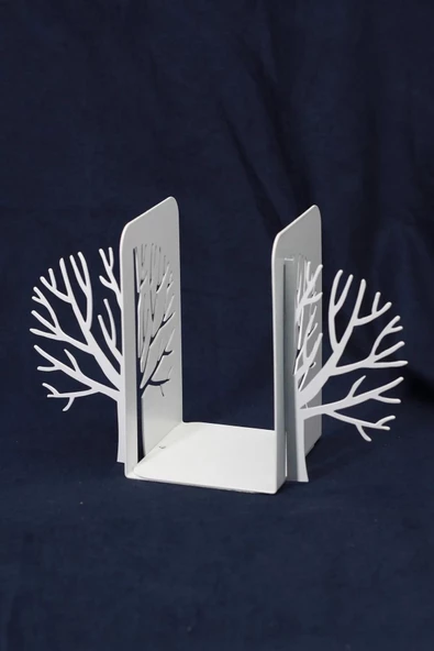 Ağaç Desenli Kitap Tutucu, Ev Ve Ofis Dekoratif Estetik Kitap Tutucu, Ağac Desenli Kitaplık Tutucu Beyaz - 2