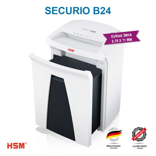 HSM SECURIO B24 - Parçacık kesim 0.78X11mm- Evrak İmha Makinesi / Kağıt Kırpma Makinesi - 35lt - 4