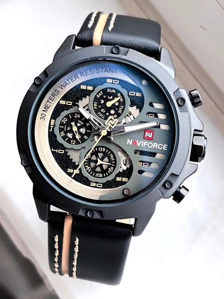 Naviforce Deri Kordon İç Fonksiyonları Aktif 3 Atm Suya Dayanıklı Erkek Kol Saati E.NVF.K.9110AS - Resim 6