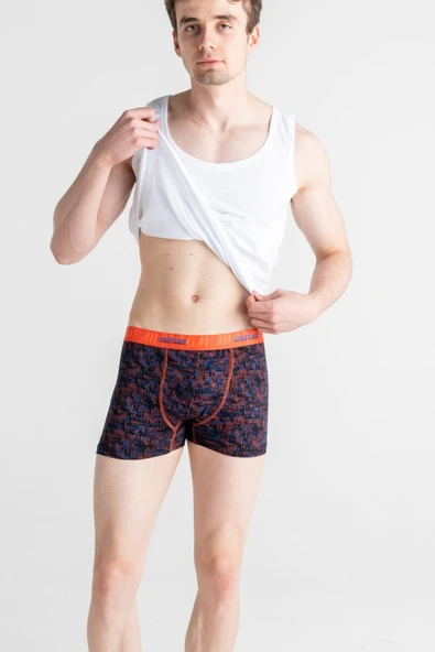 Mercan Erkek Çok Renkli 3'lü Likralı Pamuklu Boxer (BORDO SİYAH KARMAŞIK) - Resim 2