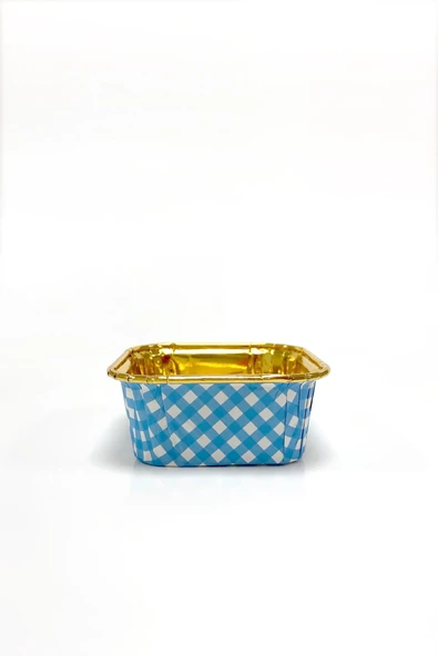 Dolphin Muffin Kare Kağıt Mavi Puantiyeli Altın Cupcake Kek Kalıbı Kapsülü Kabı - 25 Adetlik 5 Paket - Resim 6