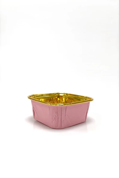 Dolphin Muffin Kare Kağıt Pembe Altın Cupcake Kek Kalıbı Kapsülü Kabı - 25 Adetlik 5 Paket - 5