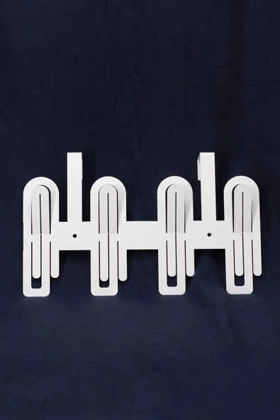 Modern Desenli Metal Kapı Arkası Askılığı Beyaz - 2