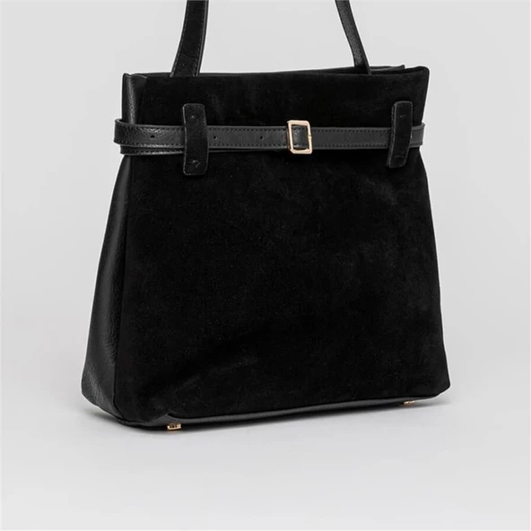 Jacquline Siyah Kolios Kadın Hakiki Nubuk Deri Omuz Çantası ürün görseli