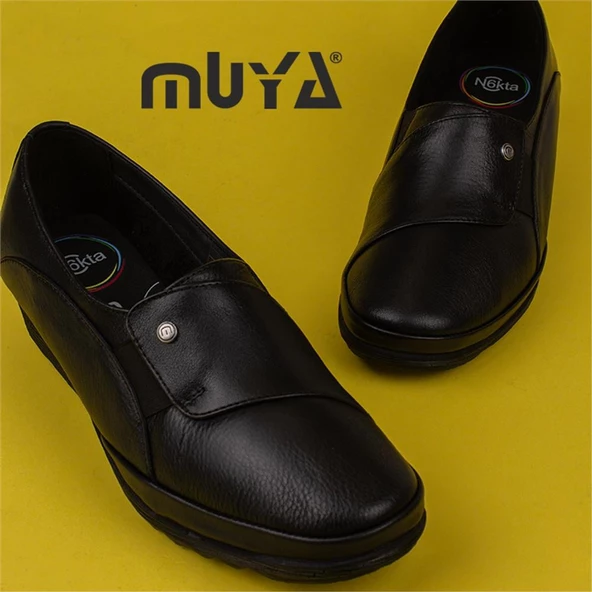 Muya Siyah Mary 6 Noktalı Hakiki Deri Mevsimlik Ayakkabı - 9