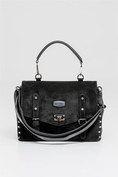 Jacquline Siyah Larissa Kadın Hakiki Nubuk El ve Omuz Çantası - Resim 4