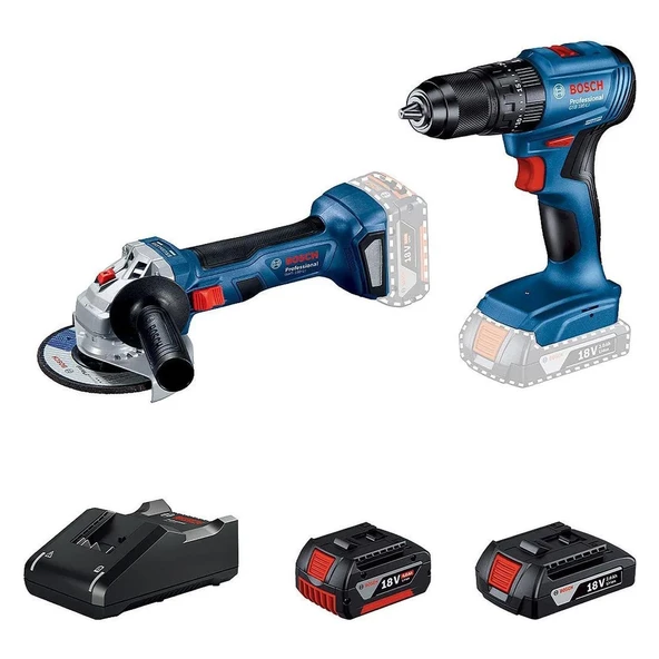 Bosch Professional GSB 185-LI + GWS 180 + 1 Adet 2.0 Ah Akü + 1 Adet 4.0 Ah Akü + GAL 18V-40 Şarj Cihazı - 06019H9026