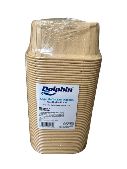 Dolphin Muffin Kare Kağıt Kraft Sarı Kek Kalıbı Kapsülü Kabı - 50 Adetlik 5 Paket - Resim 2