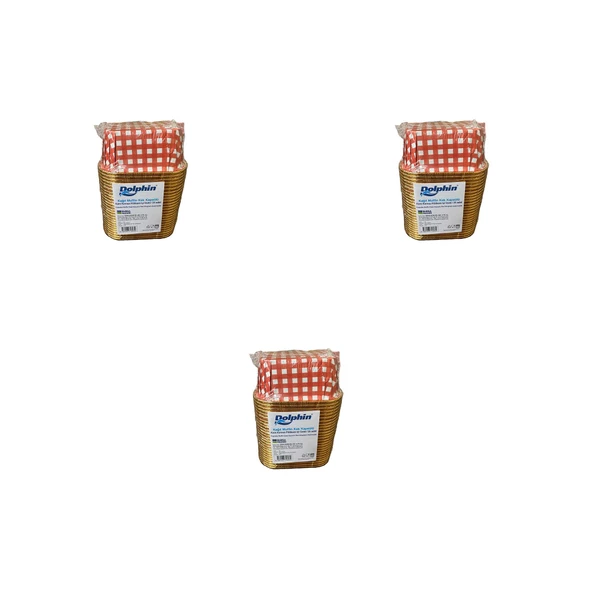 Dolphin Muffin Kare Kağıt Kırmızı Puantiyeli Altın Kek Kalıbı Kapsülü Kabı - 25 Adetlik 3 Paket ürün görseli 1