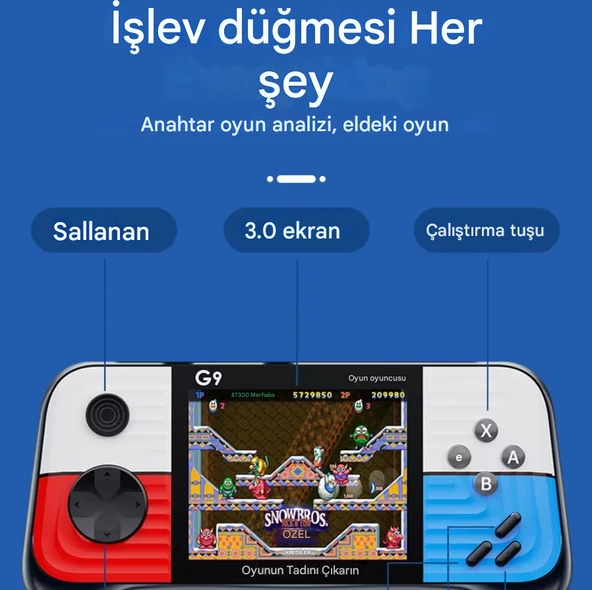 Klasik Oyun Oyuncusu 666 TV G9 Oyun Konsolu Retro Arşiv Mini Taşınabilir El Oyun Kutusu - 3