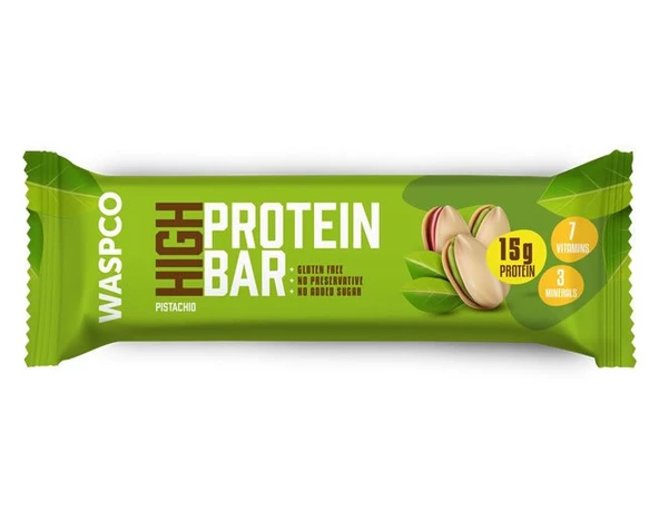 Waspco Antep Fıstıklı Yüksek Proteinli Bar 50 gr