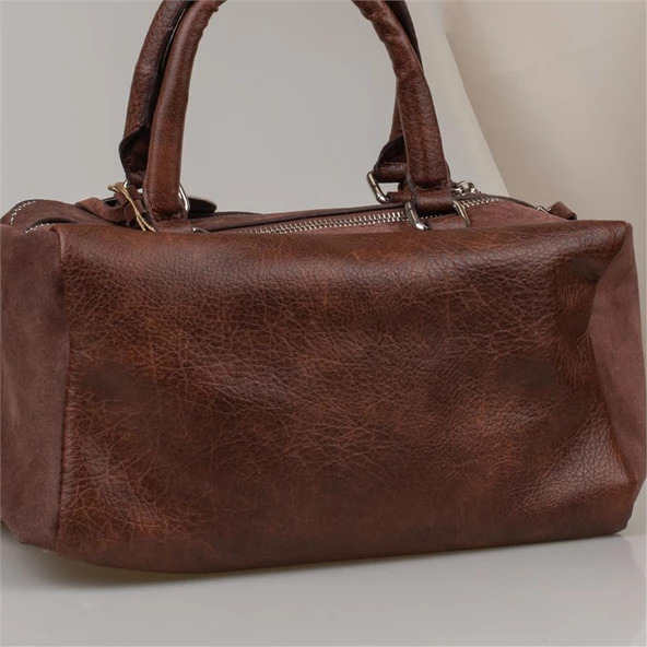 Jacquline Kahverengi Dandelion Nubuk Deri Kadın Casual El Çantası - Resim 2