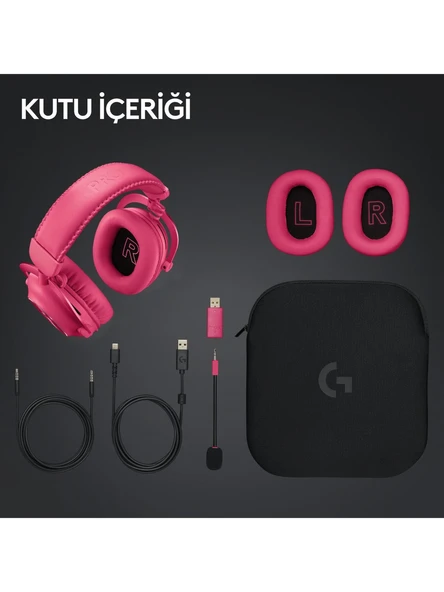 Logitech G Pro X 2 Lightspeed Pembe 7.1 Kablolu/Kablosuz Kulak Üstü Oyuncu Kulaklığı - 2