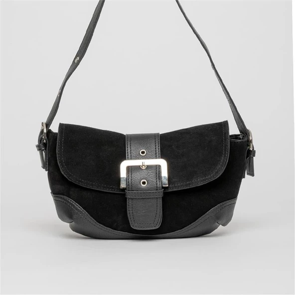 Jacquline Siyah Ourea Kadın Hakiki Nubuk Omuz Çantası ürün görseli