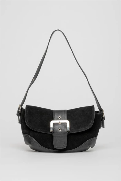 Jacquline Siyah Ourea Kadın Hakiki Nubuk Omuz Çantası - Resim 3