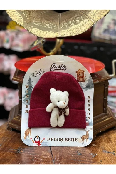 Sasta peluş ayıcıklı mix bere - 2