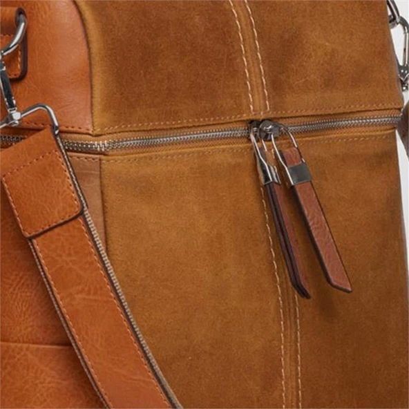 Jacquline Taba Nubuk Deri Lilly-S Kadın Sırt ve Omuz Çantası - Resim 3