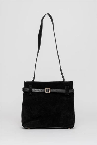 Jacquline Siyah Kolios Kadın Hakiki Nubuk Deri Omuz Çantası - Resim 3