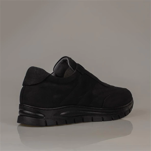 Slayka Siyah Gabo Hakiki Nubuk Deri Mevsimlik Erkek Ayakkabı - Resim 4