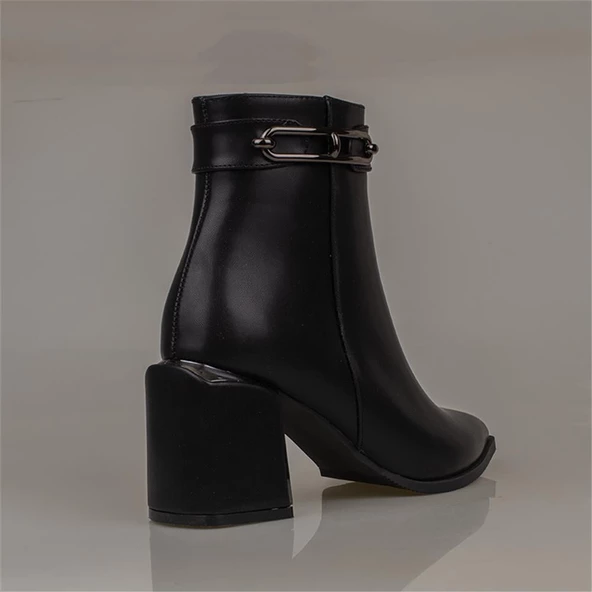 Trend Adımlar Siyah Licity Kadın Topuklu Klasik Sade Bot - Resim 7