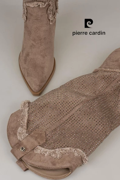 Pierre Cardin Vizon Kadın Klasik Taşlı Uzun Süet Bot - 4