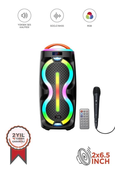 Torima D36 RGB Işıklı Mikrofonlu Kumandalı TWS Bluetooth Hoparlör Speaker