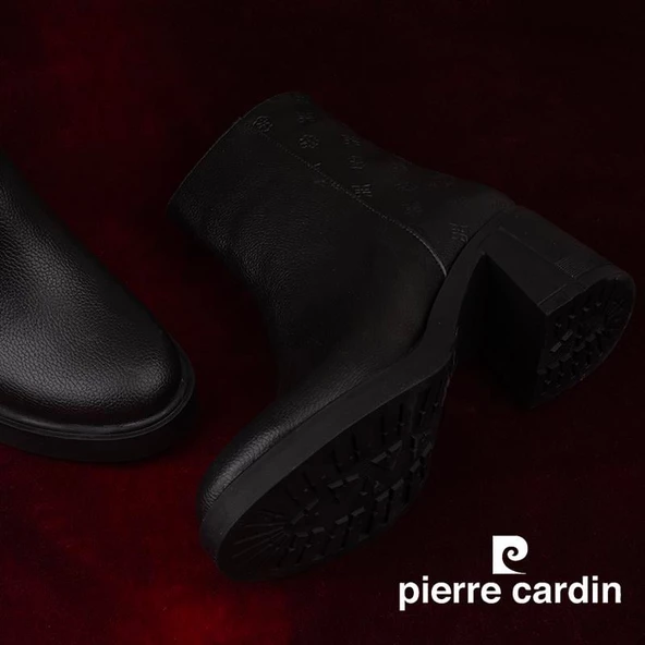 Pierre Cardin Siyah Kalın Topuk Kauçuk Taban Kadın Casual Bot - 5