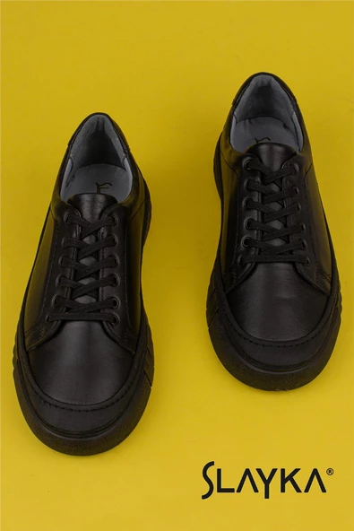 Slayka Siyah Slayka Glacier Hakiki Deri Erkek Casual Ayakkabı - Resim 5