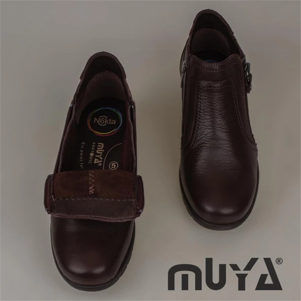 Muya Kahverengi Kadın Hakiki Deri Comfort Bot - 5