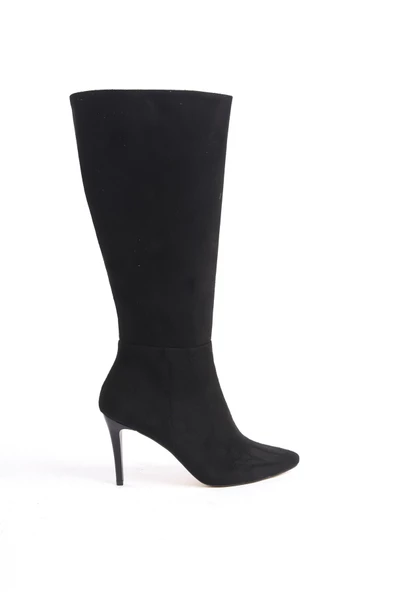 İlibri Siyah Süet İnce Topuklu Klasik Çizme - 4
