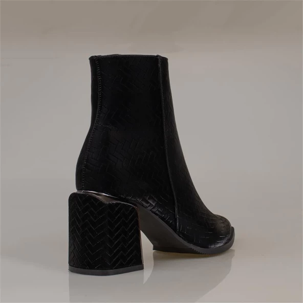 Trend Adımlar Siyah Hila Kadın Kalın Topuklu Klasik Bot - Resim 8