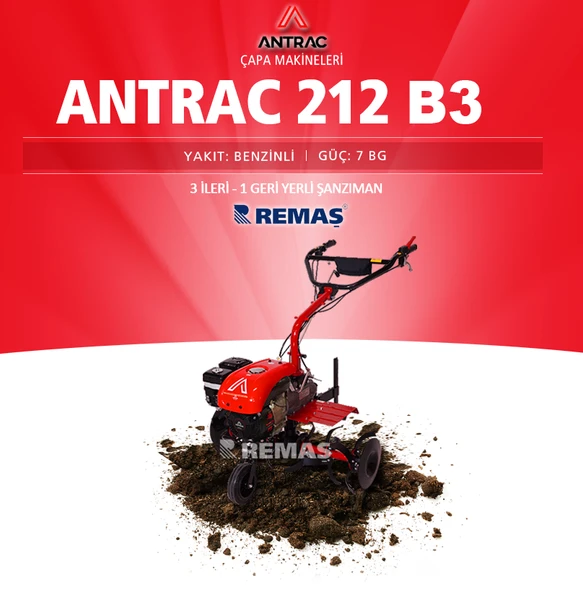 Antrac 212 B3 Tekerlekli 7 HP 3 ileri + 1 geri Şanzımanlı Benzinli Çapa Makinesi - 3